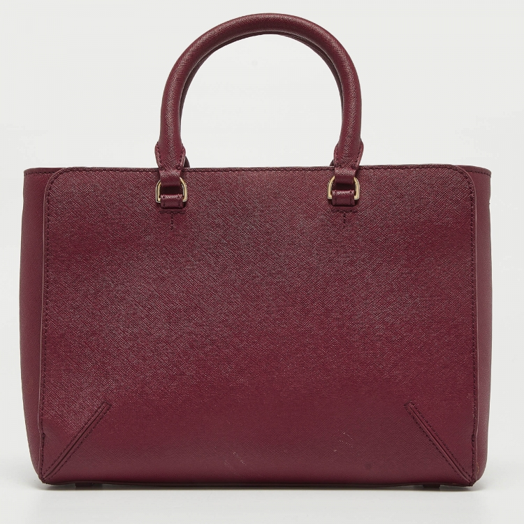 Pre Owned Tory Burch Burgundy Leather Robinson Tote