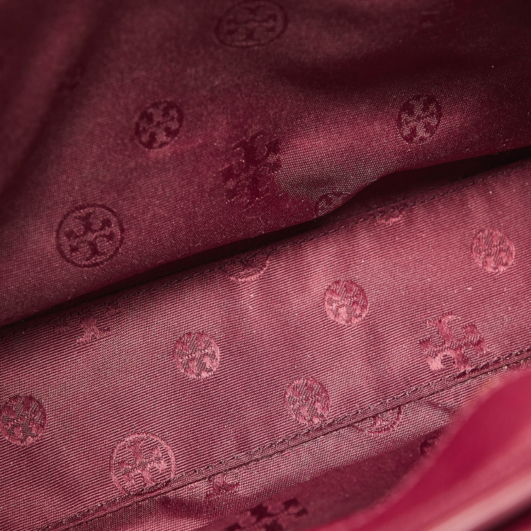 Pre Owned Tory Burch Burgundy Leather Robinson Tote