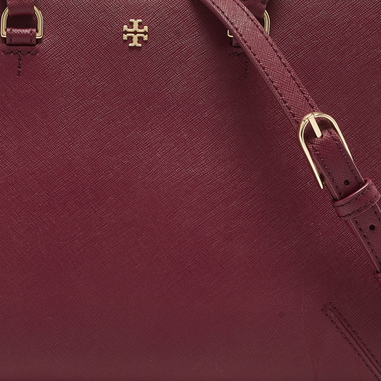 Pre Owned Tory Burch Burgundy Leather Robinson Tote