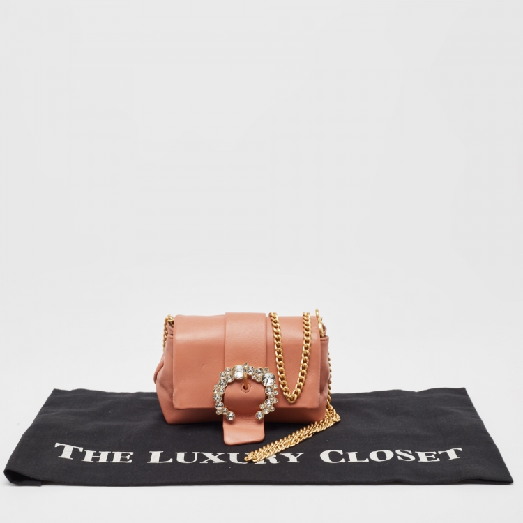 مملوكة مسبقًا Tory Burch Peach Leather Mini Greer Chain Crossbody Bag