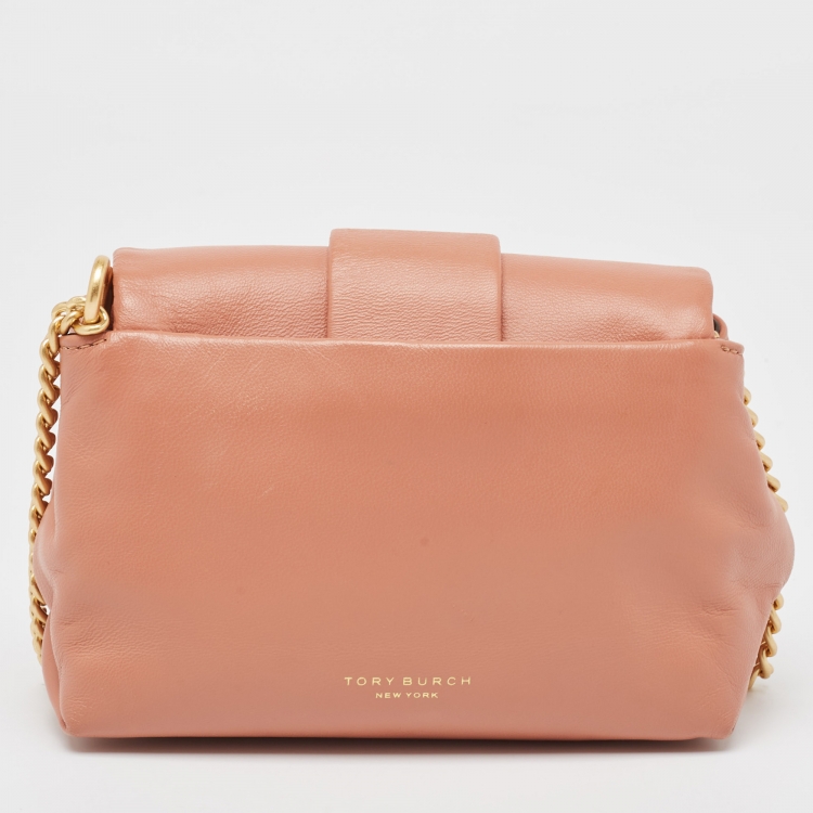 مملوكة مسبقًا Tory Burch Peach Leather Mini Greer Chain Crossbody Bag