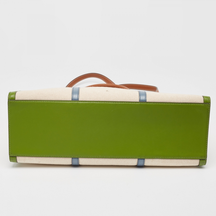 Pre Owned Tory Burch Tricolor Canvas and Leather Blake Shopper Tote