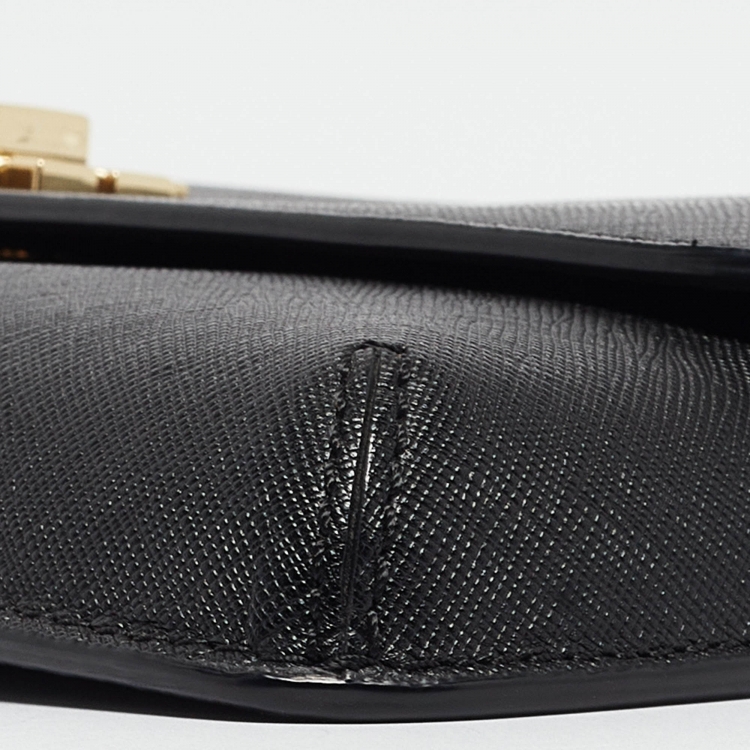 Pre Owned Tory Burch Black Leather Slim Diana Flap Clutch