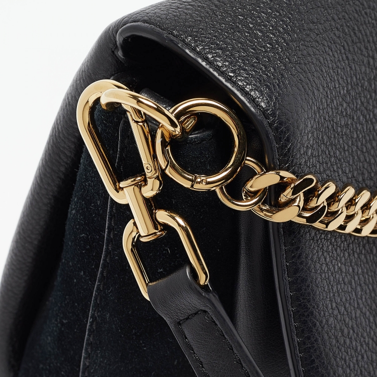 Pre Owned Tory Burch Black Leather and Suede Kira Shoulder Bag 