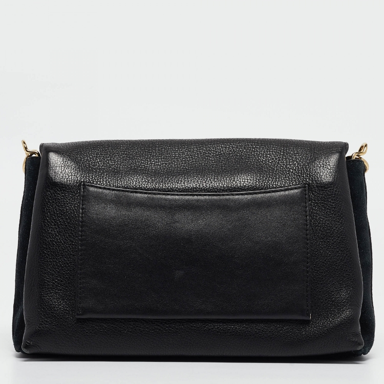 Pre Owned Tory Burch Black Leather and Suede Kira Shoulder Bag 