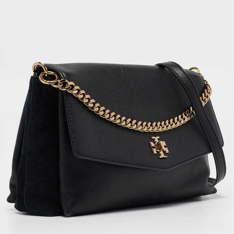 Pre Owned Tory Burch Black Leather and Suede Kira Shoulder Bag 