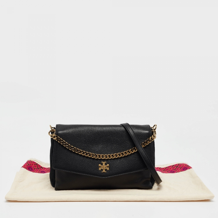 Pre Owned Tory Burch Black Leather and Suede Kira Shoulder Bag 