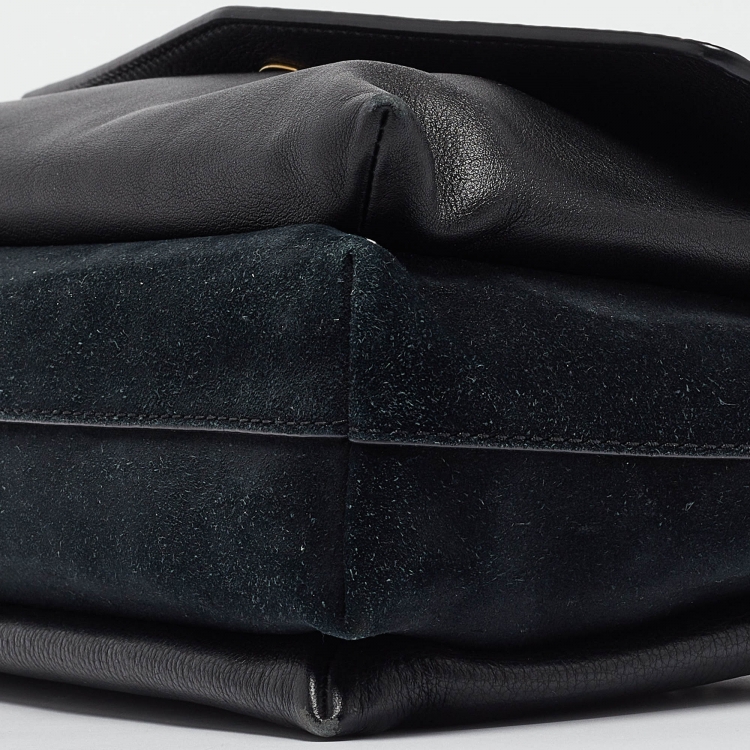 Pre Owned Tory Burch Black Leather and Suede Kira Shoulder Bag 
