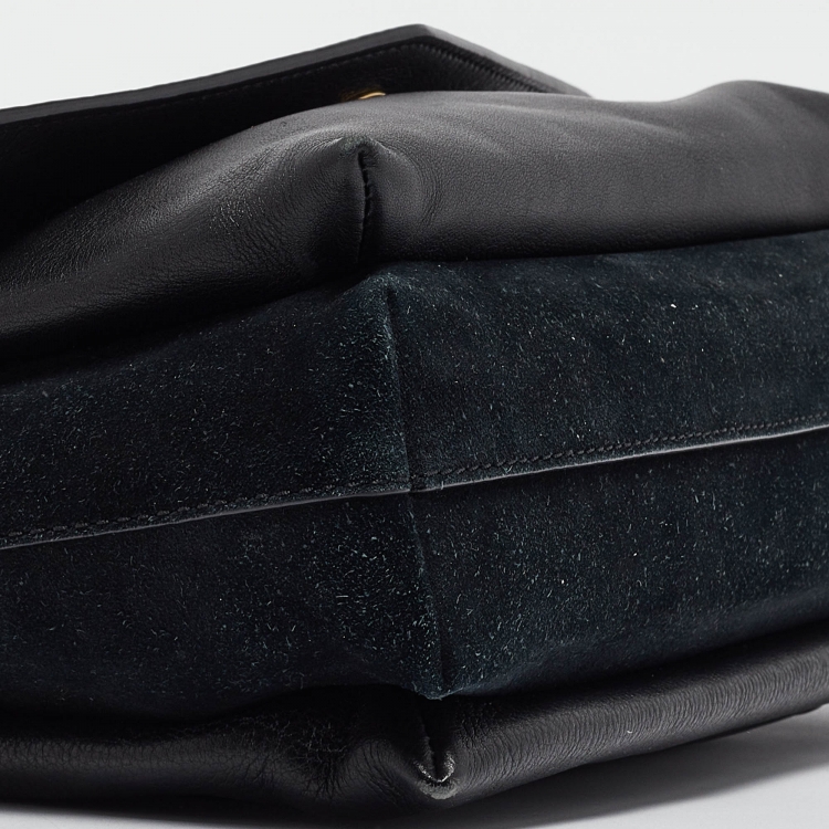 Pre Owned Tory Burch Black Leather and Suede Kira Shoulder Bag 