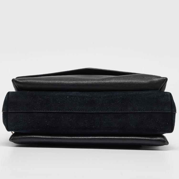Pre Owned Tory Burch Black Leather and Suede Kira Shoulder Bag 