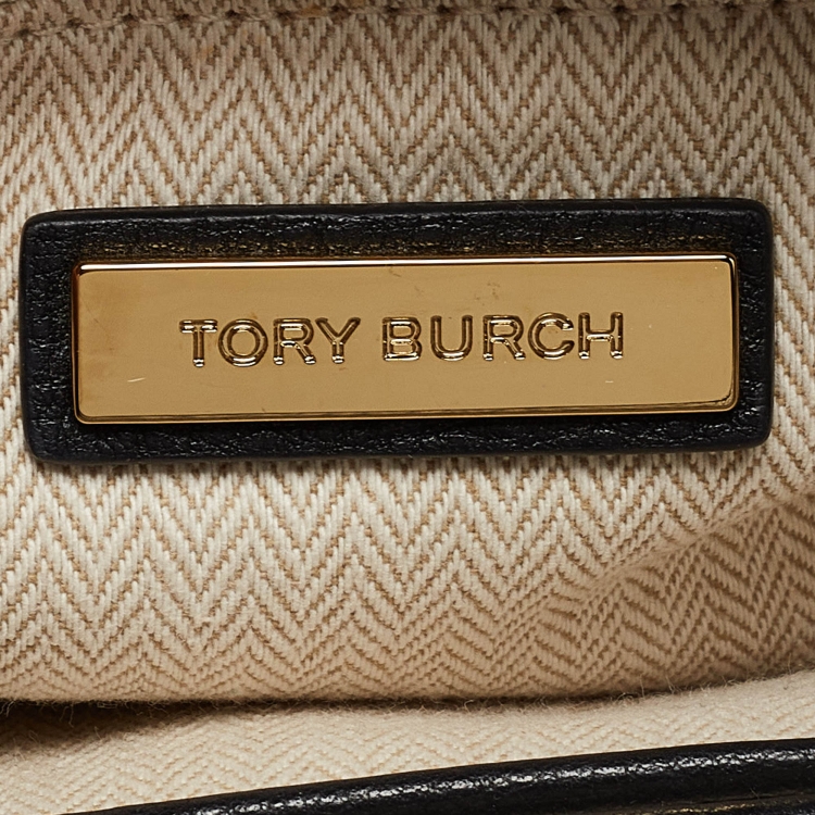 Pre Owned Tory Burch Black Leather and Suede Kira Shoulder Bag 