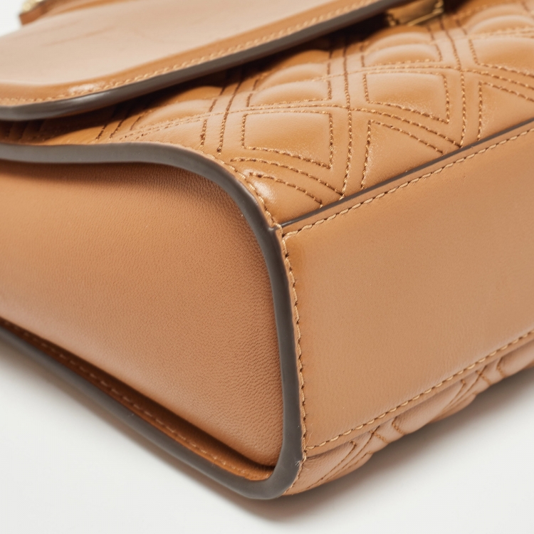 Pre Owned Tory Burch Brown Quilted Leather Fleming Shoulder Bag