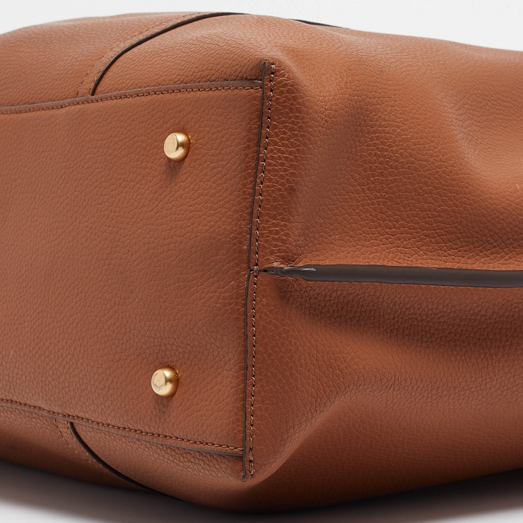 Pre Owned Tory Burch Brown Leather Large Triple Compartment Perry Tote