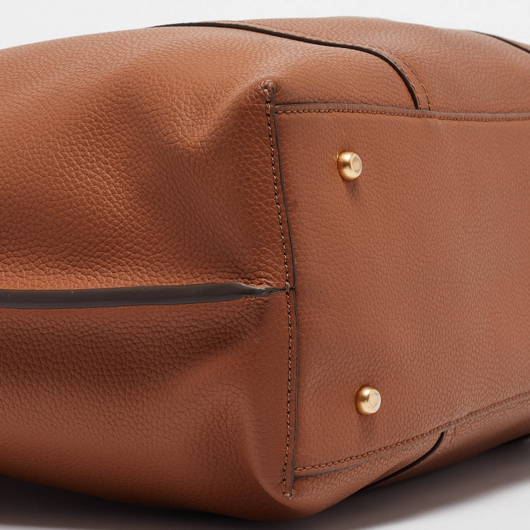 Pre Owned Tory Burch Brown Leather Large Triple Compartment Perry Tote