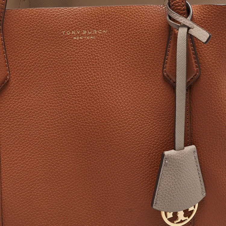 Pre Owned Tory Burch Brown Leather Large Triple Compartment Perry Tote