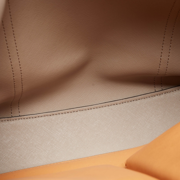 Pre Owned Tory Burch Brown Leather Large Triple Compartment Perry Tote