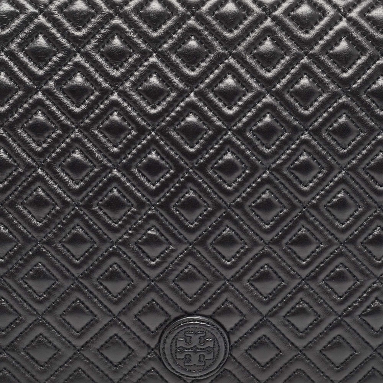 Pre Owned Tory Burch Black Quilted Leather Marion Flap Shoulder Bag