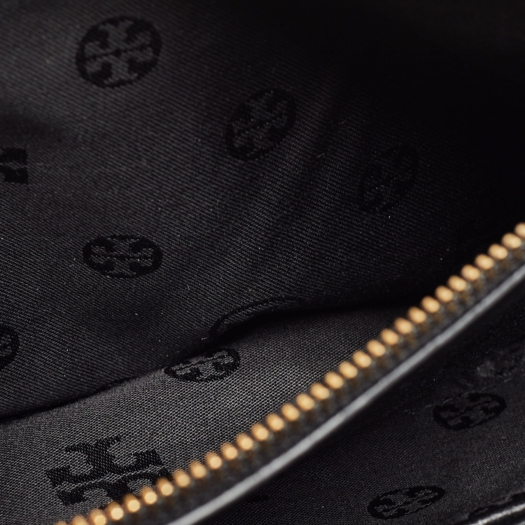 Pre Owned Tory Burch Black Quilted Leather Marion Flap Shoulder Bag