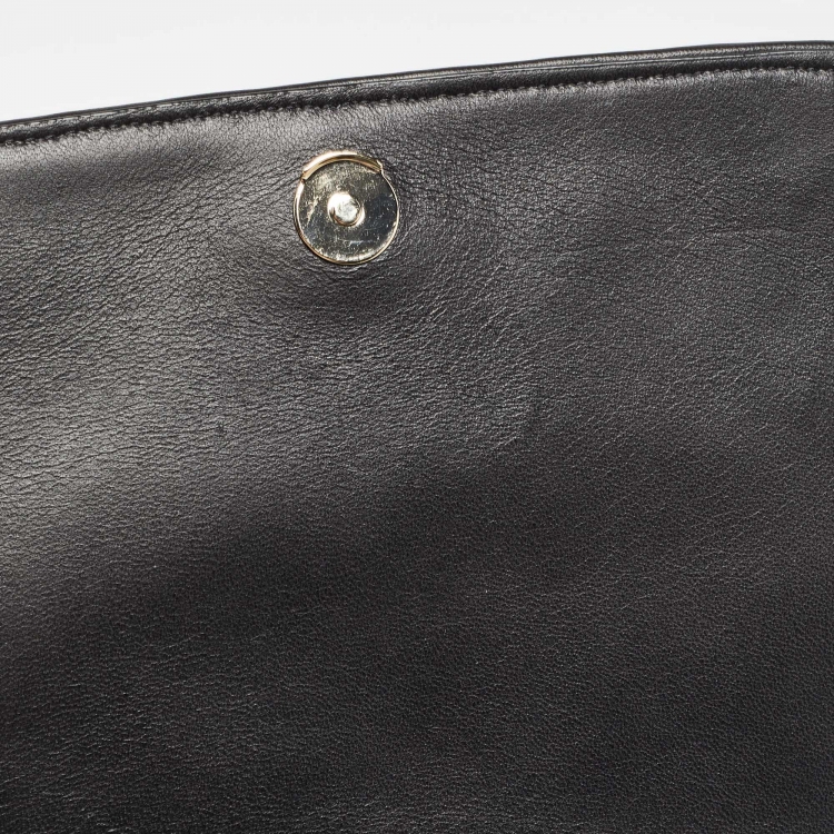 Pre Owned Tory Burch Black Quilted Leather Marion Flap Shoulder Bag