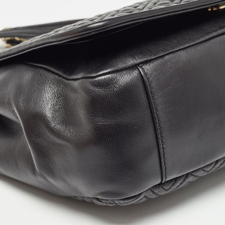 Pre Owned Tory Burch Black Quilted Leather Marion Flap Shoulder Bag