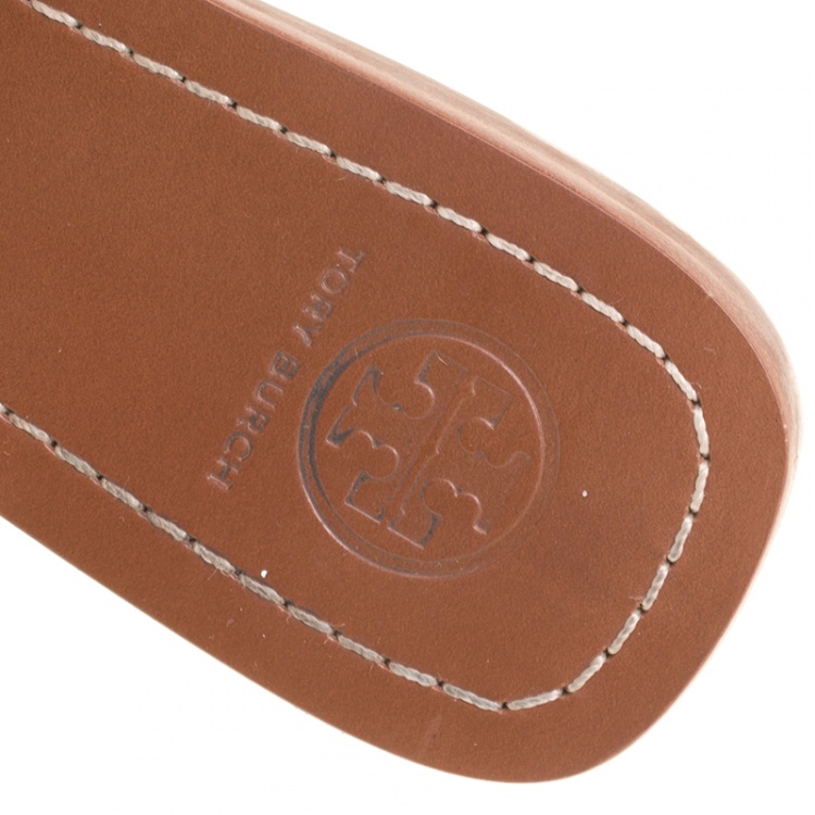 Pre Owned Tory Burch Black Leather Moore Flat Thong Sandals Size 39
