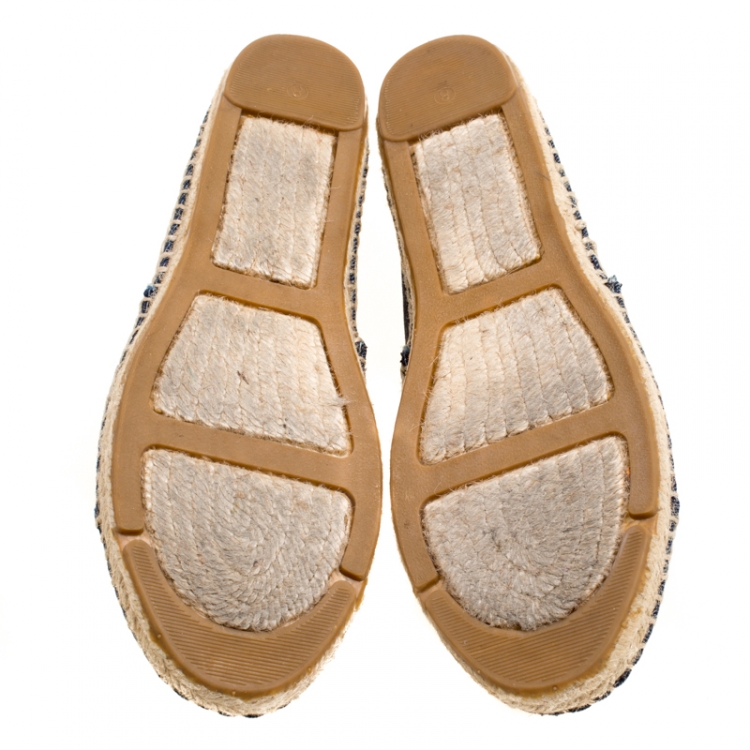 Pre Owned Tory Burch Dark Wash Denim Espadrilles Flats size 38