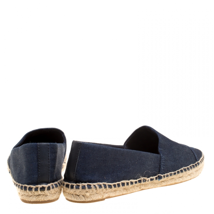 Pre Owned Tory Burch Dark Wash Denim Espadrilles Flats size 38