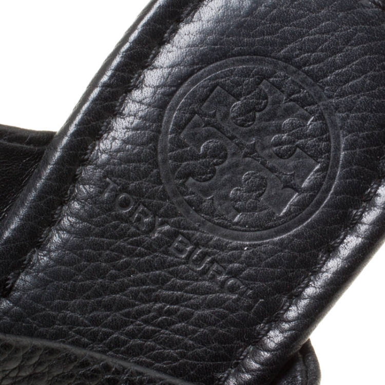 Pre Owned Tory Burch Black Leather Flat Thong Sandals Size 35.5