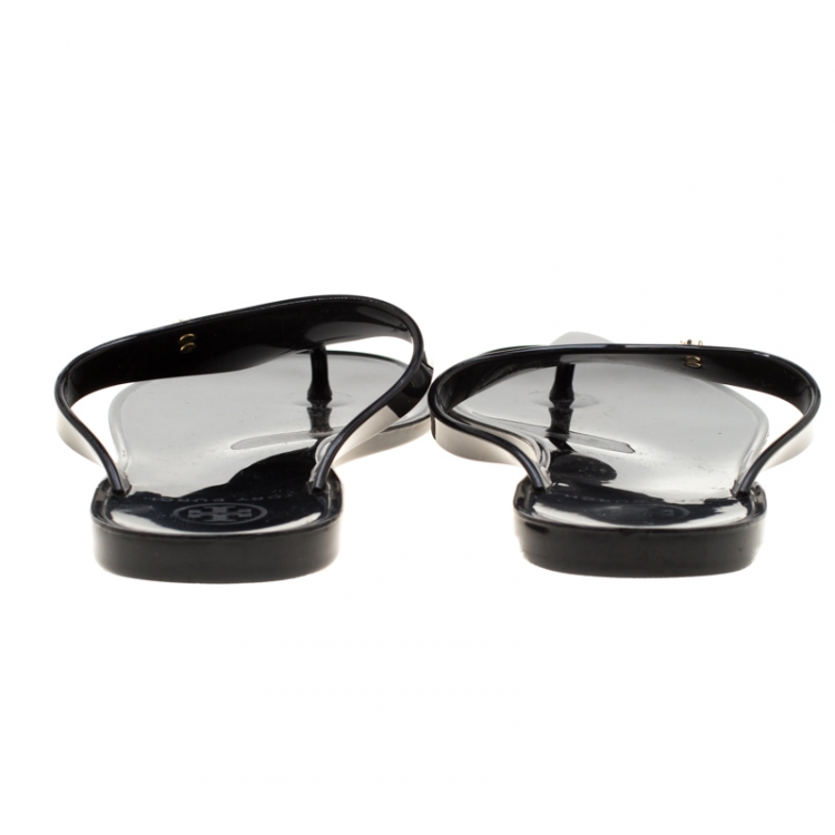 Pre Owned Tory Burch Black Rubber Speer Flat Thong Sandals Size 36