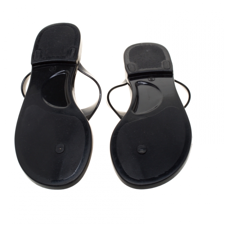 Pre Owned Tory Burch Black Rubber Speer Flat Thong Sandals Size 36
