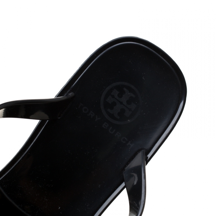 Pre Owned Tory Burch Black Rubber Speer Flat Thong Sandals Size 36