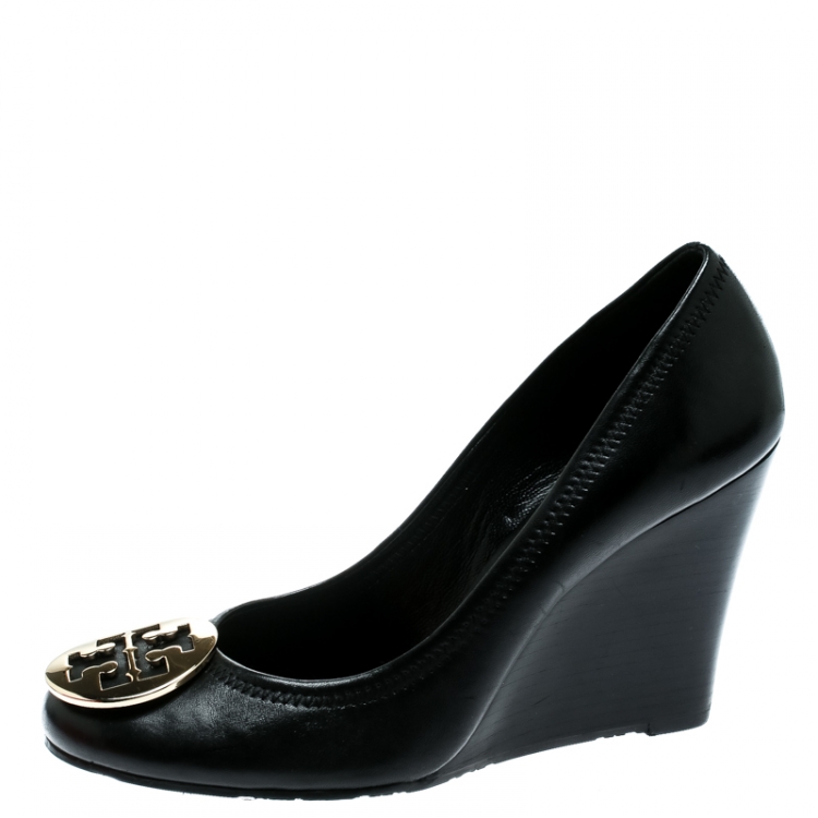 Tory Burch Black Leather Sally Wedge Pumps Size  Tory Burch | TLC