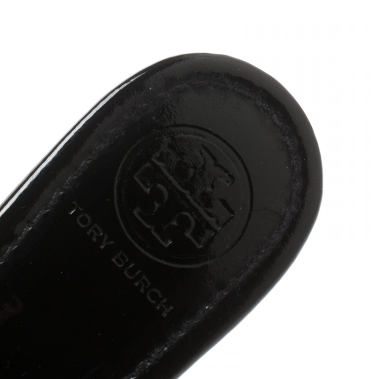 مملوكة مسبقًا Tory Burch Black Leather Miller Flat Thong Sandals Size 36.5