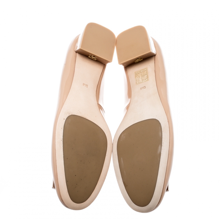 Pre Owned Tory Burch Beige Patent Leather Gigi Ballet Flats Size 39