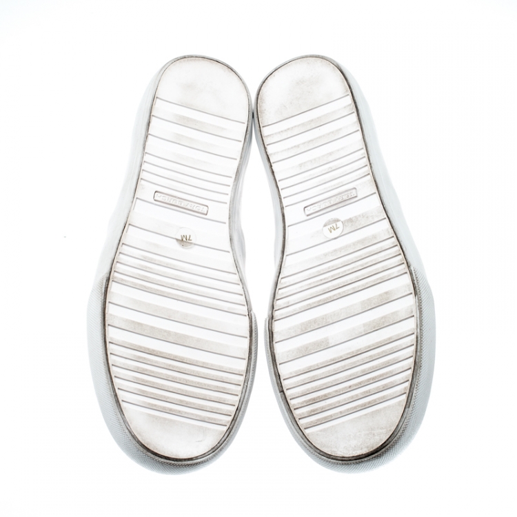 Pre Owned Tory Burch Beige Leather Floyd Slip On Sneakers Size 37