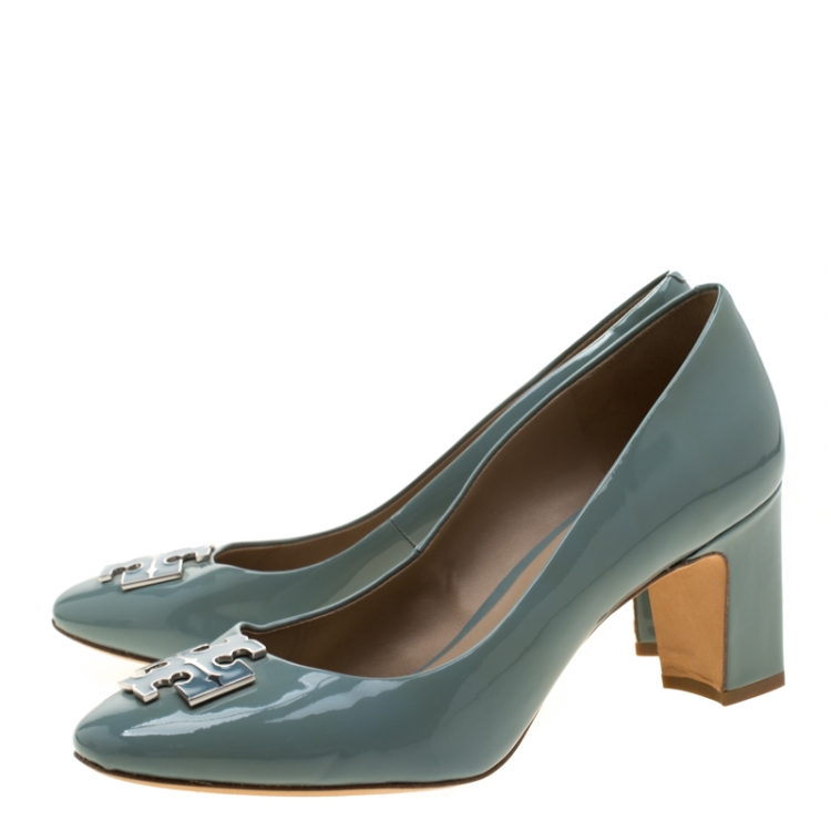 Pre Owned Tory Burch Grey Patent Leather Lowell Pumps Size 38