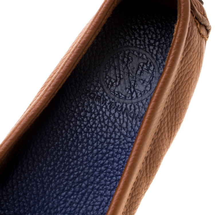 Pre Owned Tory Burch Tricolor Pebbled Leather Casey Loafers Size 38.5