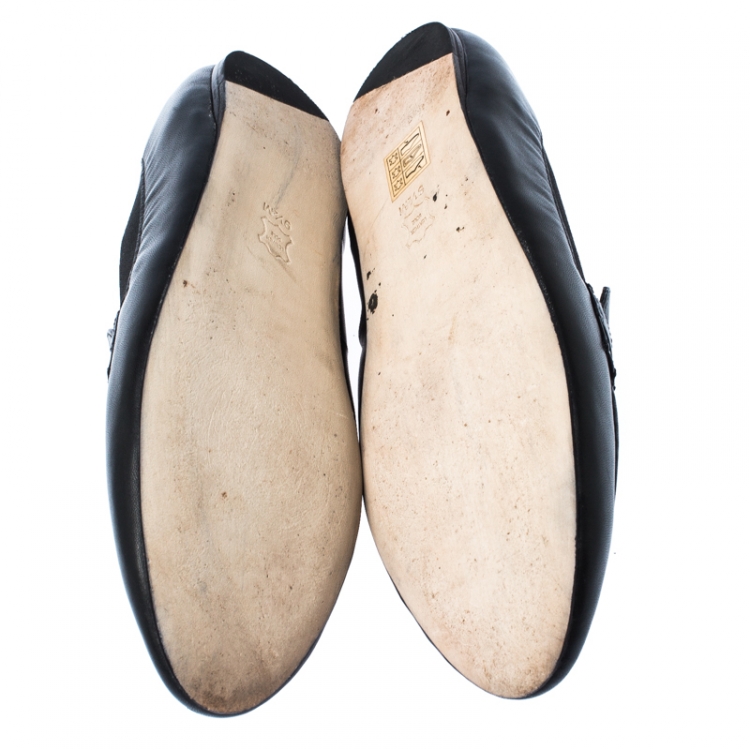 Pre Owned Tory Burch Black Leather Jolie Stretch Loafers Size 39.5