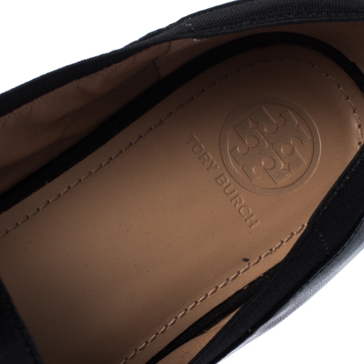 Pre Owned Tory Burch Black Leather Jolie Stretch Loafers Size 39.5