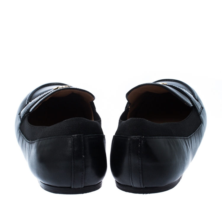 Pre Owned Tory Burch Black Leather Jolie Stretch Loafers Size 39.5
