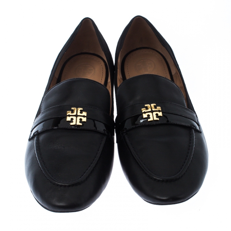 Pre Owned Tory Burch Black Leather Jolie Stretch Loafers Size 39.5