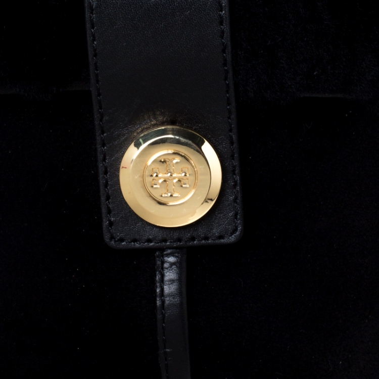 مملوكة مسبقًا Tory Burch Black Suede Leather And Fur Ankle Boots Size 38