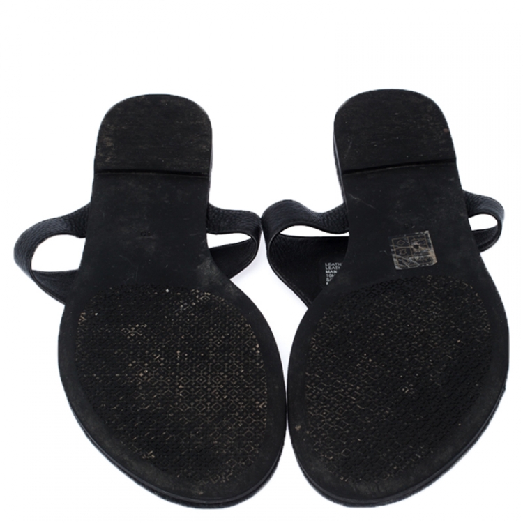 Pre Owned Tory Burch Black Leather Miller Thong Flats Size 40