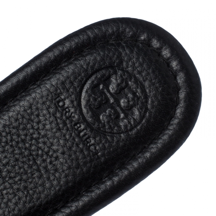 Pre Owned Tory Burch Black Leather Miller Thong Flats Size 40