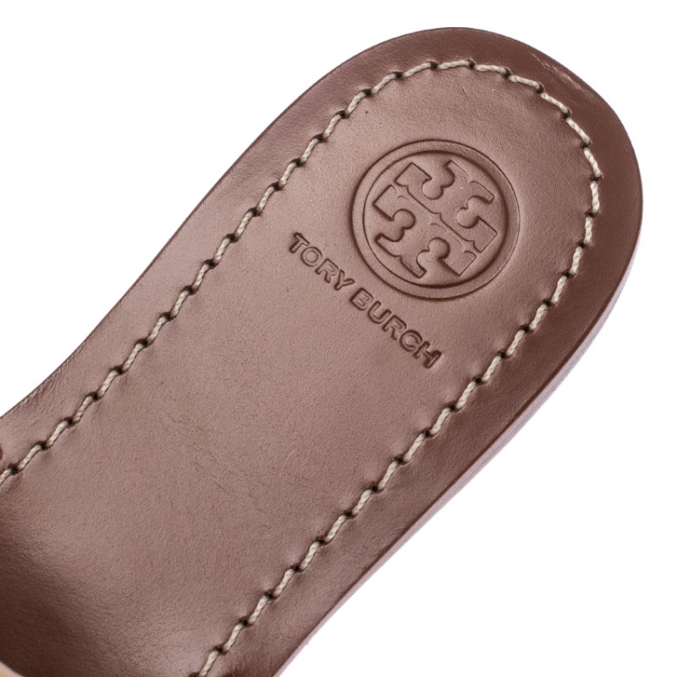 Pre Owned Tory Burch Pink Leather Mini Miller Thong Flat Sandals Size 38