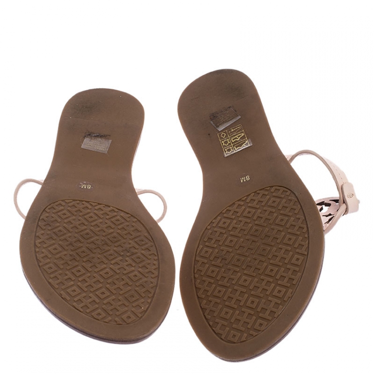 Pre Owned Tory Burch Pink Leather Mini Miller Thong Flat Sandals Size 38