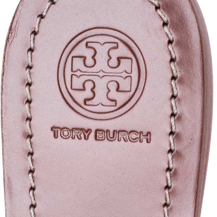 Pre Owned Tory Burch Brown Leather Miller Flat Thong Sandals Size 38