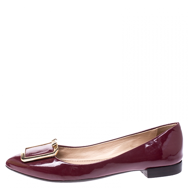 Tory Burch Burgundy Patent Leather Grayson Pointed Toe Flats Size 36 Tory  Burch | TLC