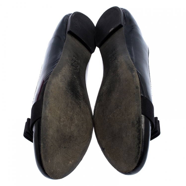 Pre Owned Tory Burch Black Patent Leather Trudy Bow Ballet Flats Size 39.5