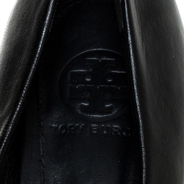 Pre Owned Tory Burch Black Leather Crawford Pointed Toe Pumps Size 36